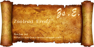 Zsolnai Ernő névjegykártya